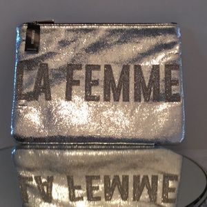 Express metallic glitter clutch
